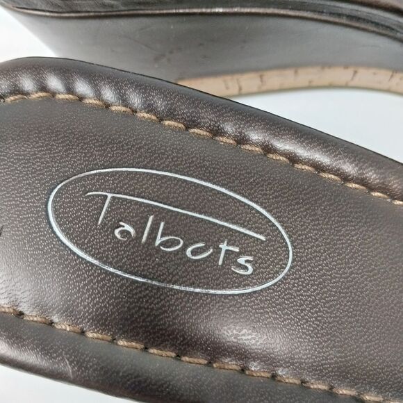 TALBOTS WEDGE SANDAL. CORK AND BRONZE. SIZE 10 B. - Picture 8 of 14